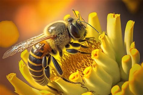 Abeja recogiendo polen