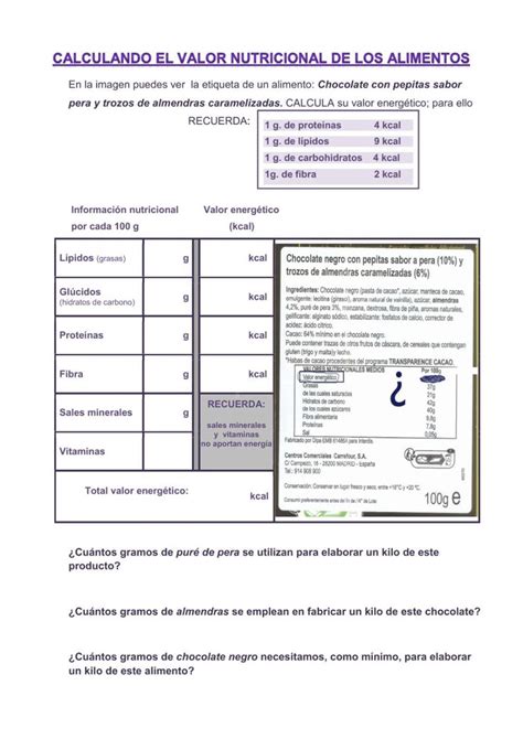 Calculando el valor nutricional