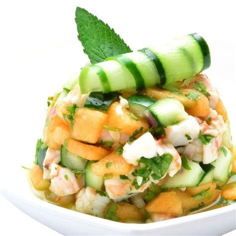Ceviche de camarón con pepino