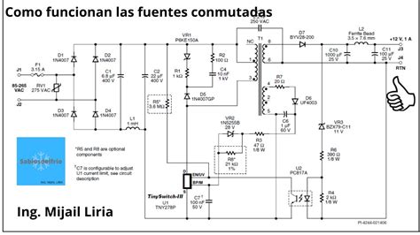 Diagrama esquemático de una fuente de alimentación conmutada