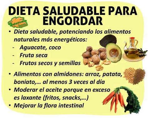 Dieta para engordar saludablemente