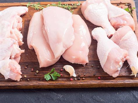 Diferentes cortes de pollo