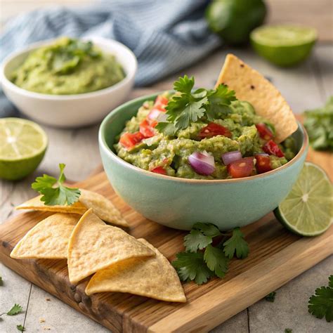 Guacamole servido con totopos