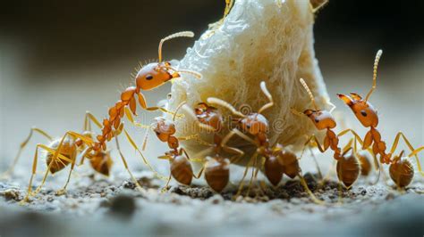 Hormigas transportando comida