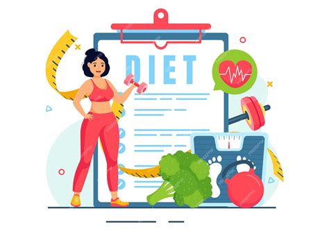 Ilustración de pérdida de peso con estilo de vida saludable