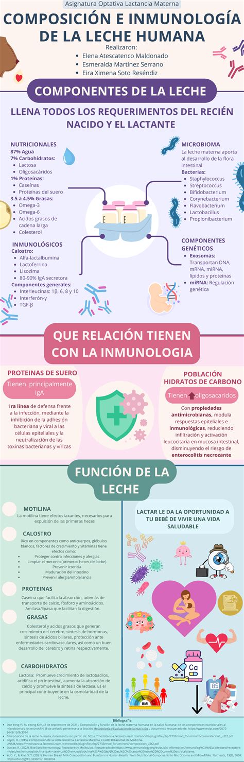 Infografía de la composición de la leche humana