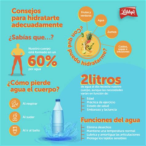 Infografía sobre la hidratación y el cuerpo humano