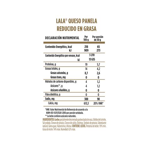 Información Nutricional del Queso Light