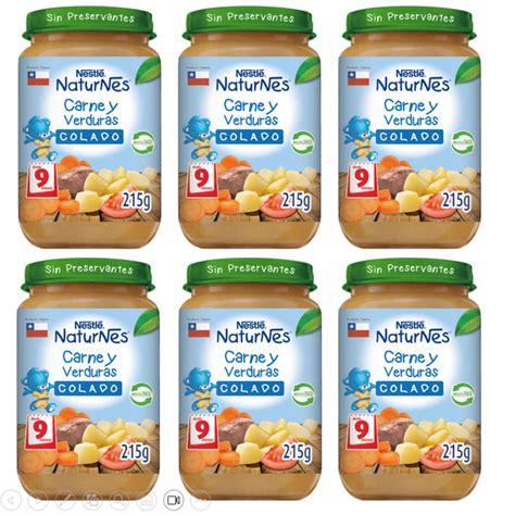 Información nutricional colado de carne y verduras