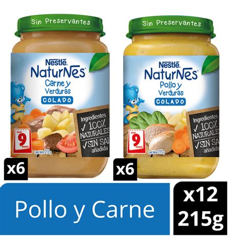 Información nutricional colado de pollo y verduras
