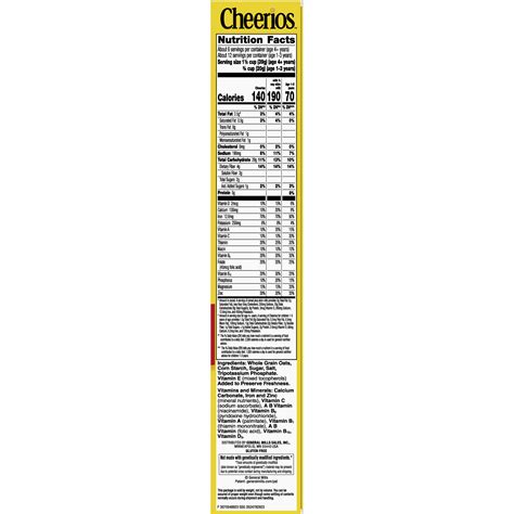 Información nutricional de Cheerios