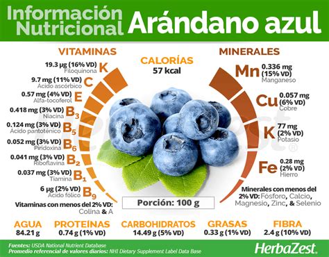 Información nutricional de los arándanos