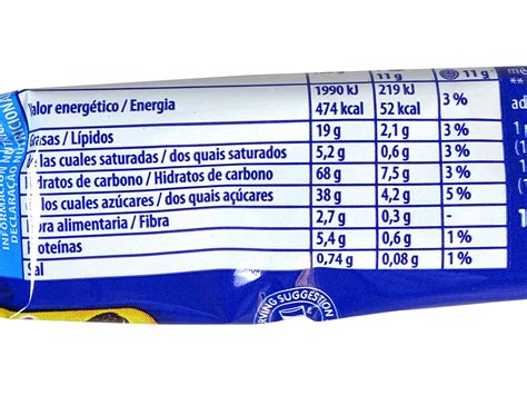 Información nutricional galletas