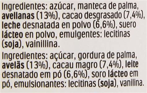 Lista de ingredientes en una etiqueta nutricional
