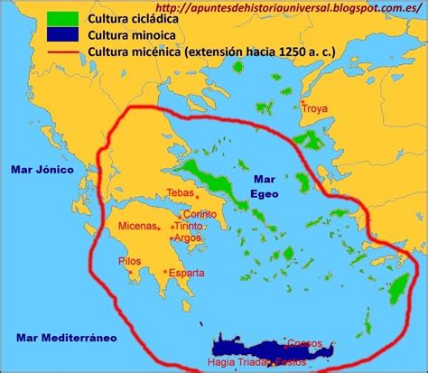 Mapa de la civilización minoica en Creta