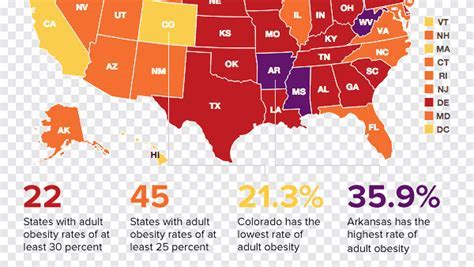 Mapa de la obesidad en adultos en Estados Unidos