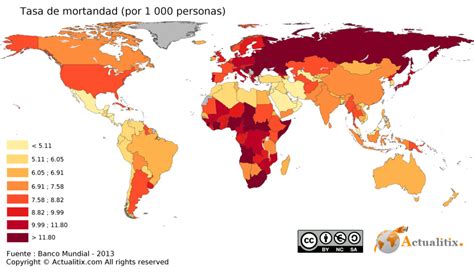 Mapa mundial de las tasas de mortalidad por enfermedades cardiovasculares