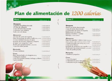 Menú de 1200 calorías