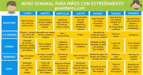 Menú semanal para niños