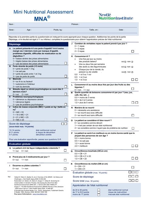 Mini Nutritional Assessment (MNA)