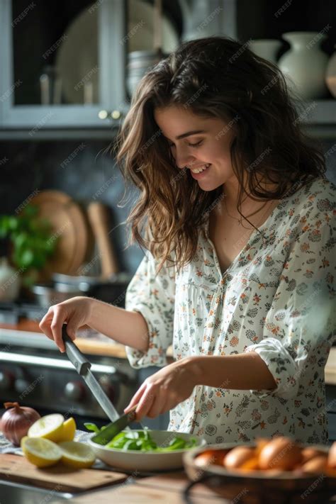 Mujer preparando comida vegana