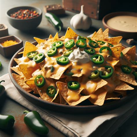 Nachos con queso y jalapeños