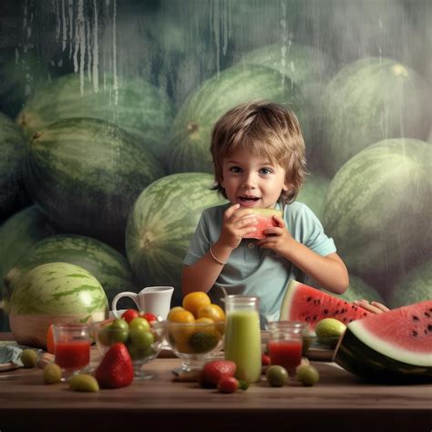 Niño comiendo fruta