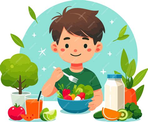 Niño comiendo frutas y verduras