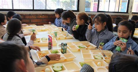 Niños comiendo en el comedor escolar