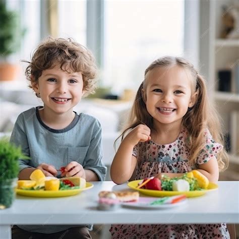 Niños comiendo saludablemente