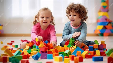 Niños jugando con bloques