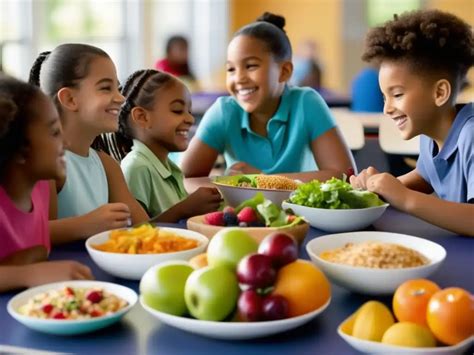 Niños recibiendo alimentación saludable