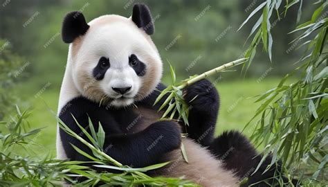 Panda Gigante Comiendo Bambú