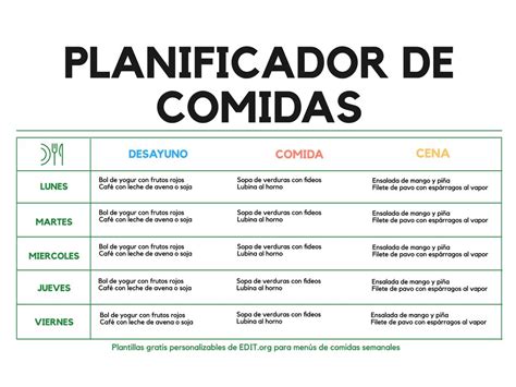 Planificación de menú semanal