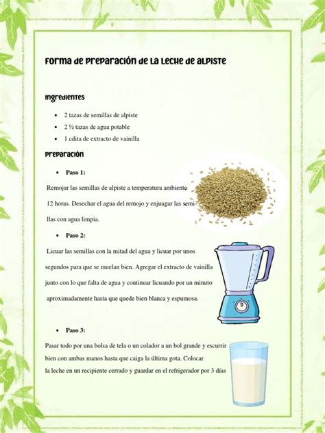 Preparación de leche de alpiste