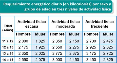 Recomendaciones calóricas diarias