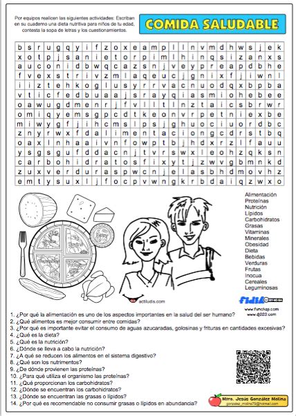 Sopa de letras de comida saludable