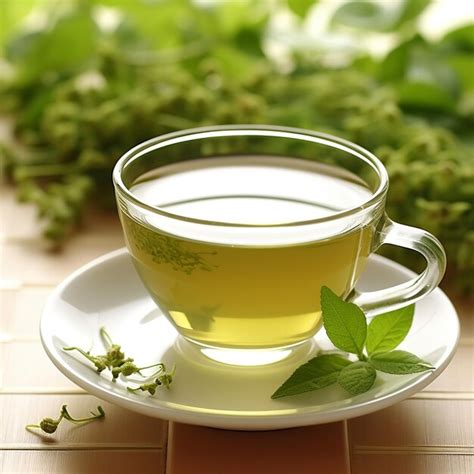 Té verde en una taza