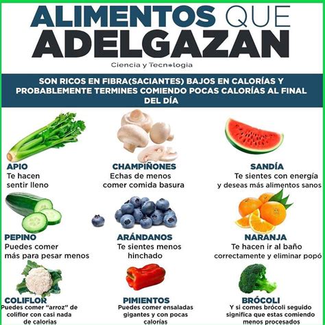 Tabla de alimentos para bajar de peso