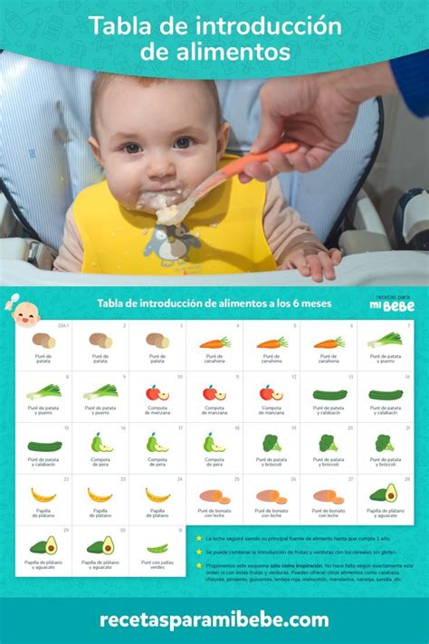 Tabla nutricional para bebés de 6 meses